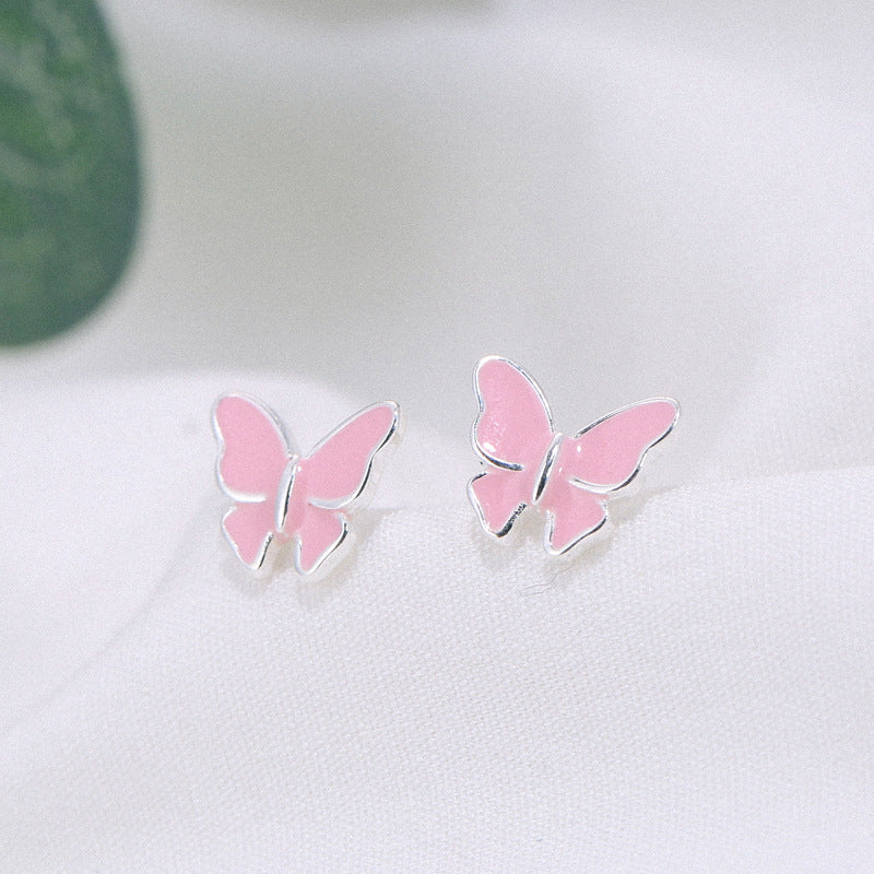 Noteful Love™ Butterfly Stud Earrings – 925 Sterling Silver Korean Style