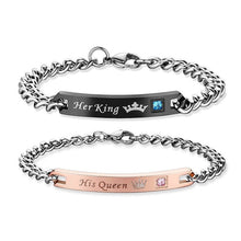 Noteful Love™ King & Queen Couple Bracelets – Titanium Steel Charm Set