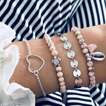 Noteful Love™ Stackable Beaded Bracelet Set – Heart & Floral Design