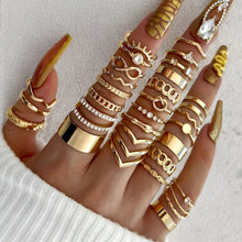 Noteful Love™ 30-Piece Stackable Ring Set – Vintage Heart & Wave Styles